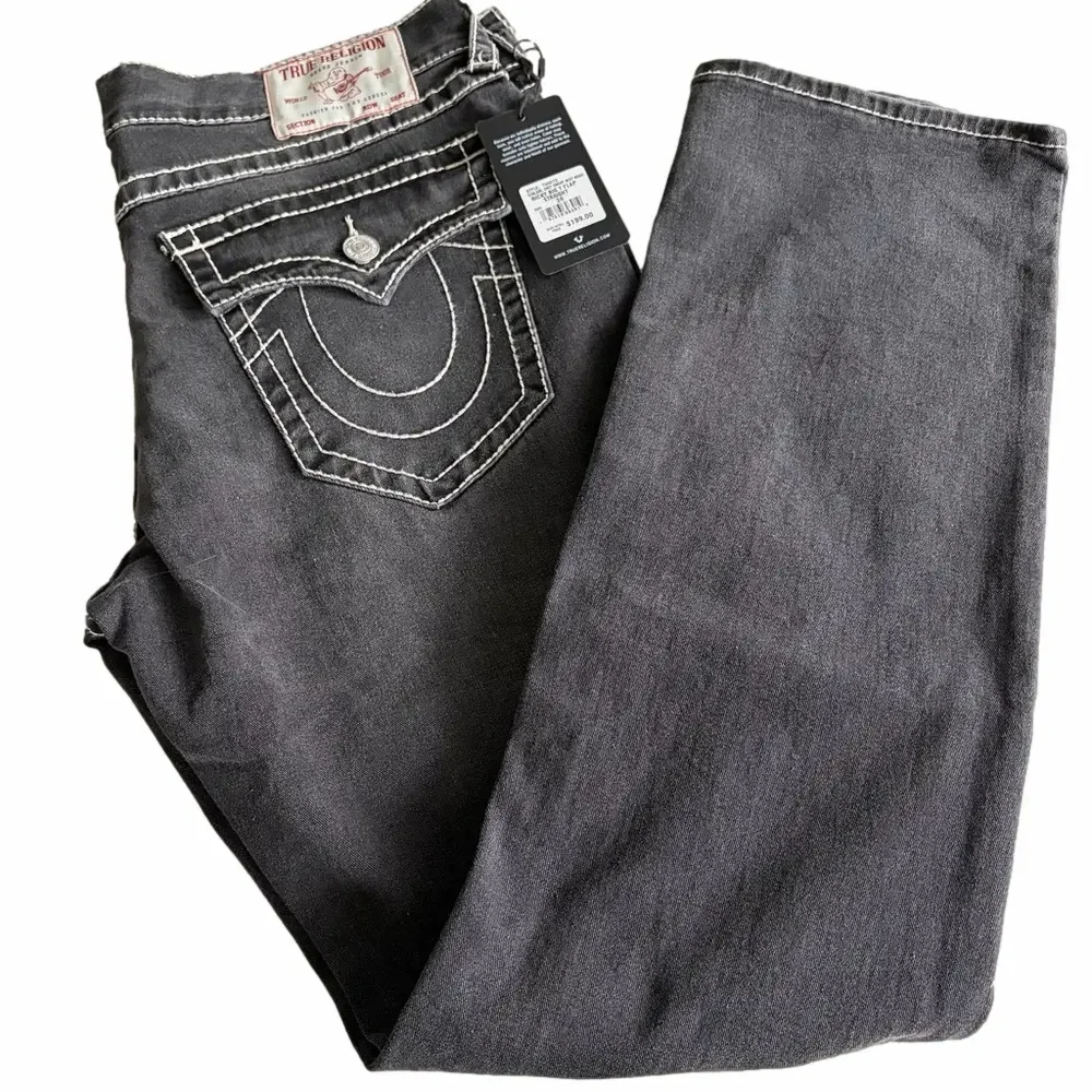 NWT Men's True Religion Grey Smoky Mist Jeans - Ricky, Relaxed Straight, W36 L34